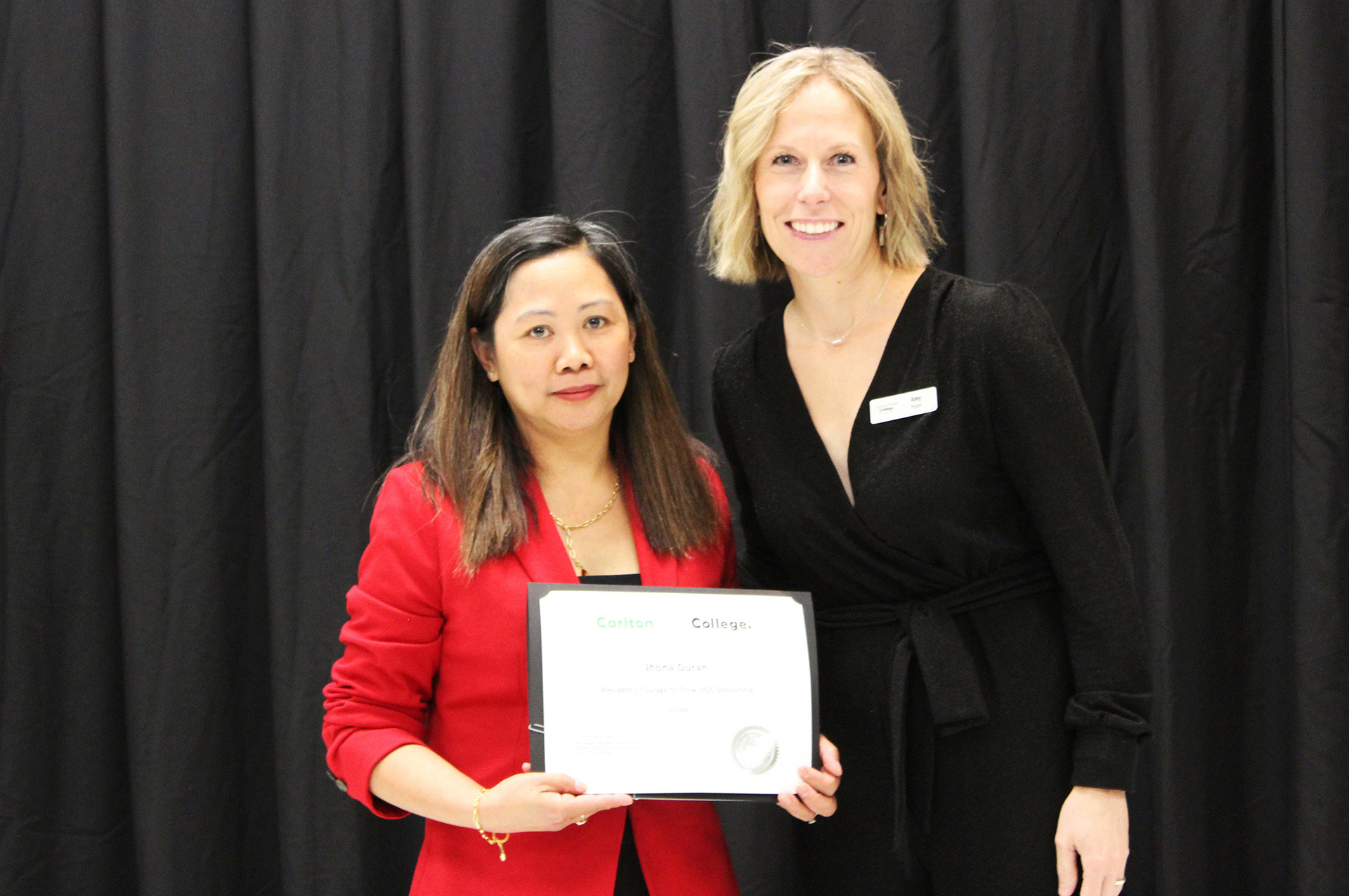 2025 President’s Courage to Grow SIOS Scholarship - Jhona Duran Office Administration – Humboldt